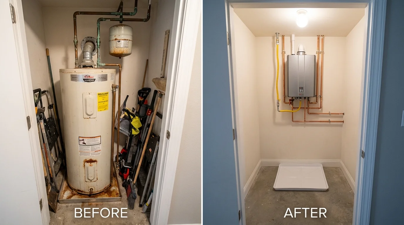 Tank water heater versus wall-mounted tankless unit comparison for Osburn, ID homeowners
